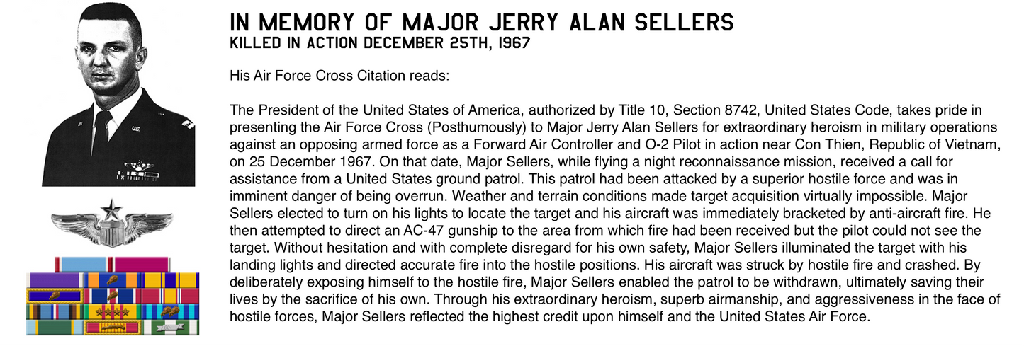 Cessna O-2A 67-21390 20th Tactical Air Support Squadron — Major Jerry Alan Sellers AFC Vietnam
