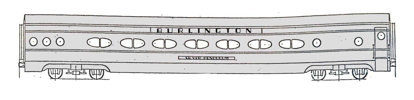 Pacific Railway Equipment Coach CBQ Silver Pendulum