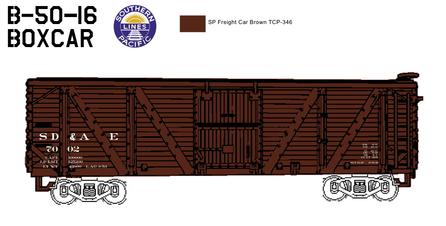 SP B-50-16 Wood Framed 40' Boxcar