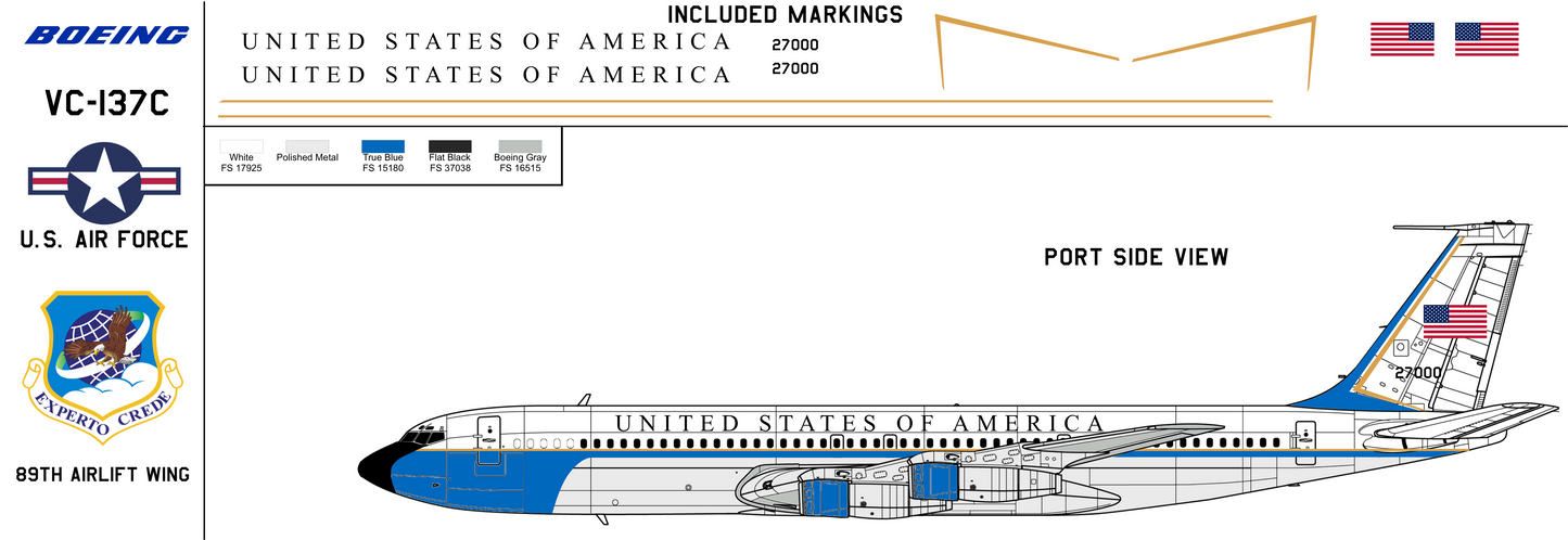 Boeing VC-137C 72-7000 89th Airlift Wing Secondary VIP Scheme
