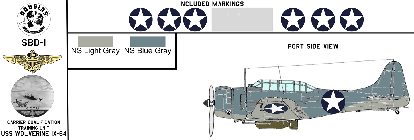 Douglas SBD-1 1612 Carrier Qualification Training Unit USS Wolverine IX-64