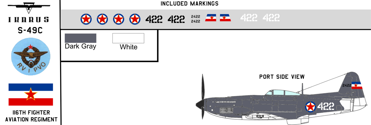 Ikarus S-49C White 422 Yugoslav Air Force 116th Fighter Aviation Regiment